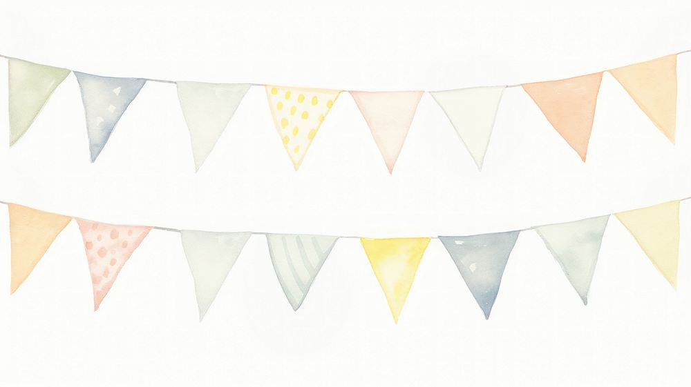 Party flags line as divider line watercolour illustration backgrounds white background clothesline.