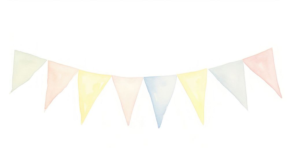 Party flags lines as divider line watercolour illustration white background clothesline celebration.