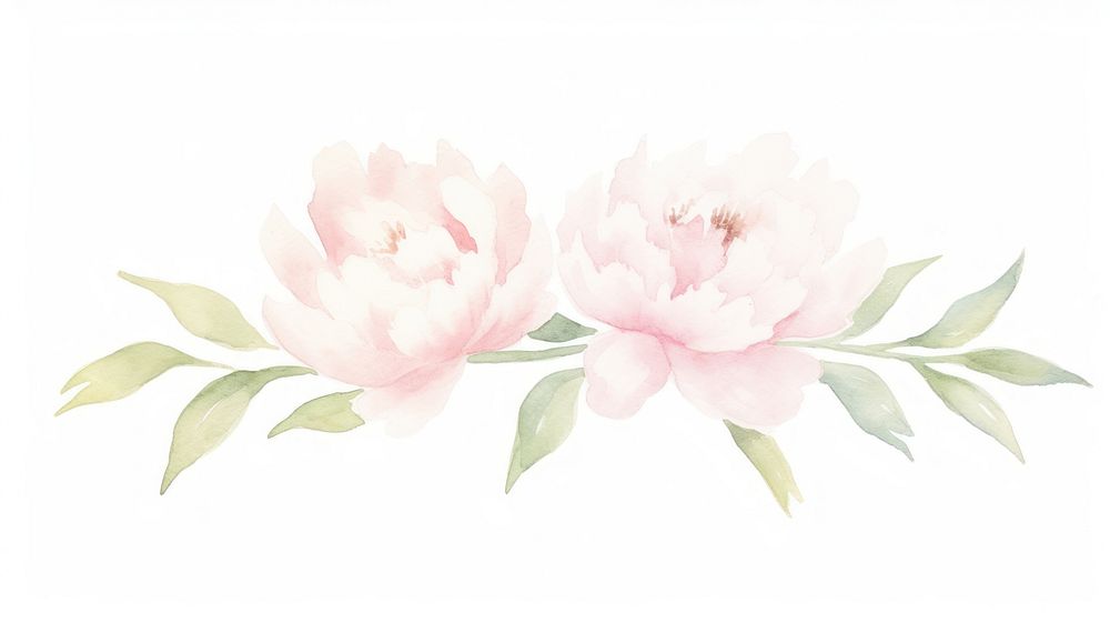 Peonies symmetric watercolor illustration blossom flower plant.