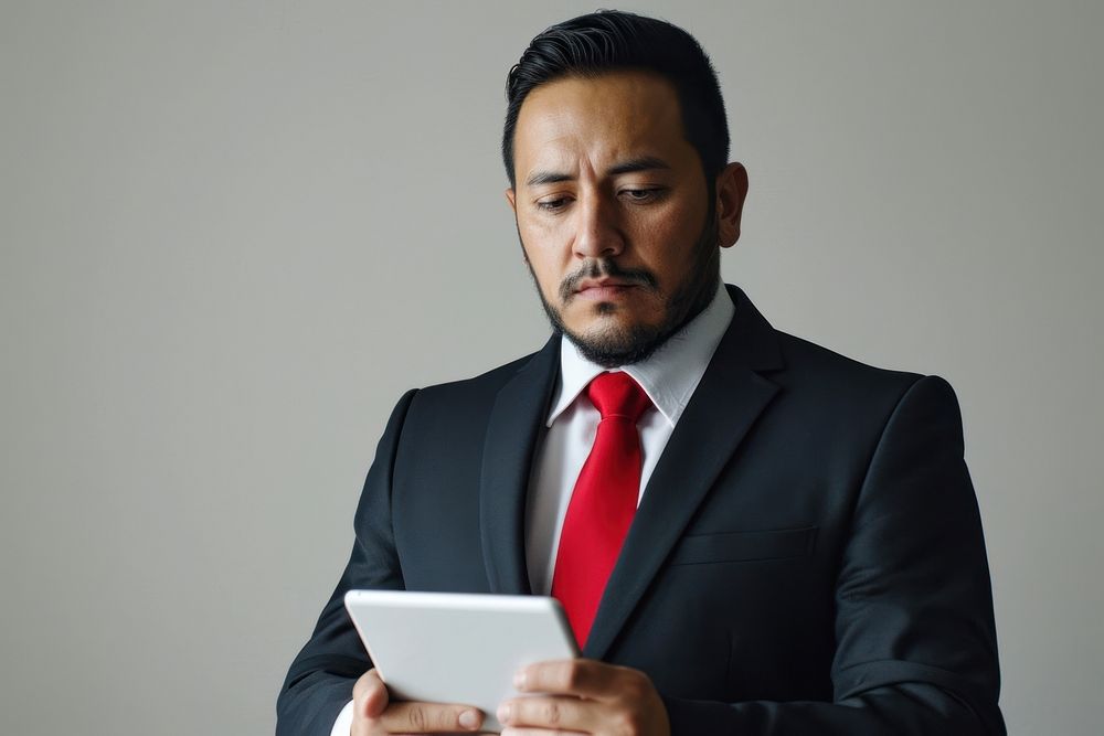 Mexican businessman using tablet computer portrait adult. AI generated Image by rawpixel.
