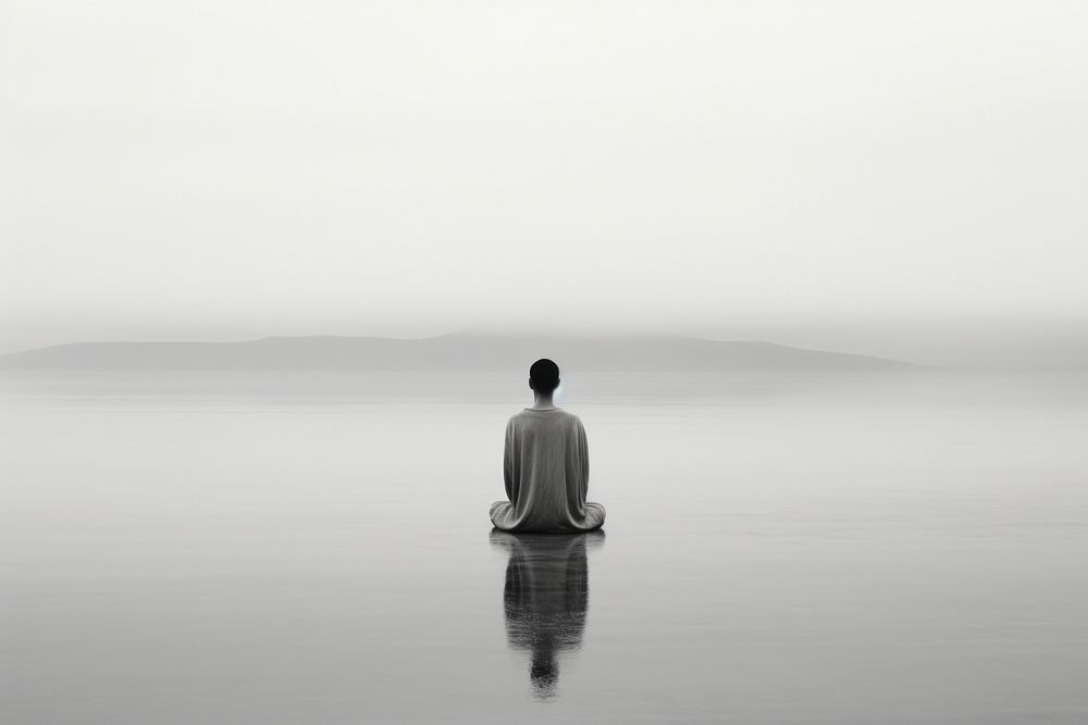 Meditation outdoors sitting nature. AI generated Image by rawpixel.