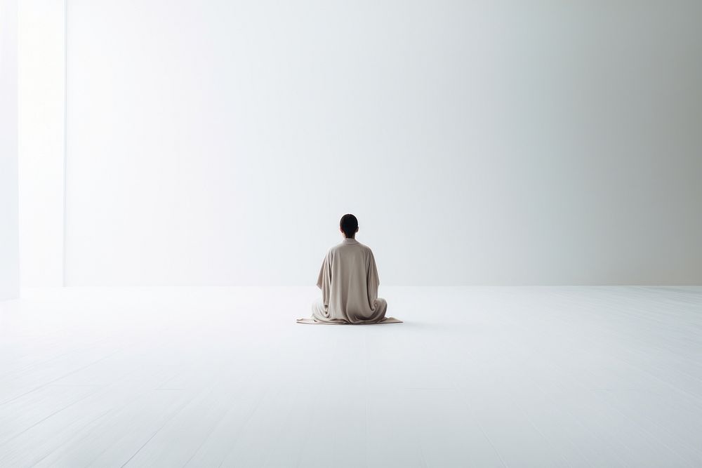 Meditation sitting adult back. AI generated Image by rawpixel.