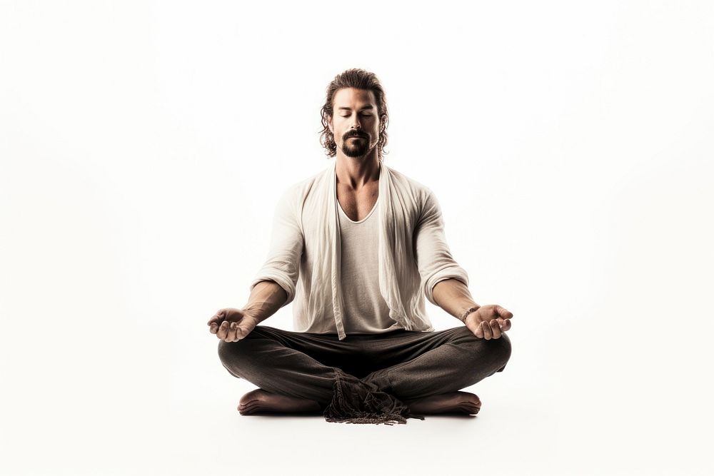 Men meditation sitting sports adult. AI generated Image by rawpixel.