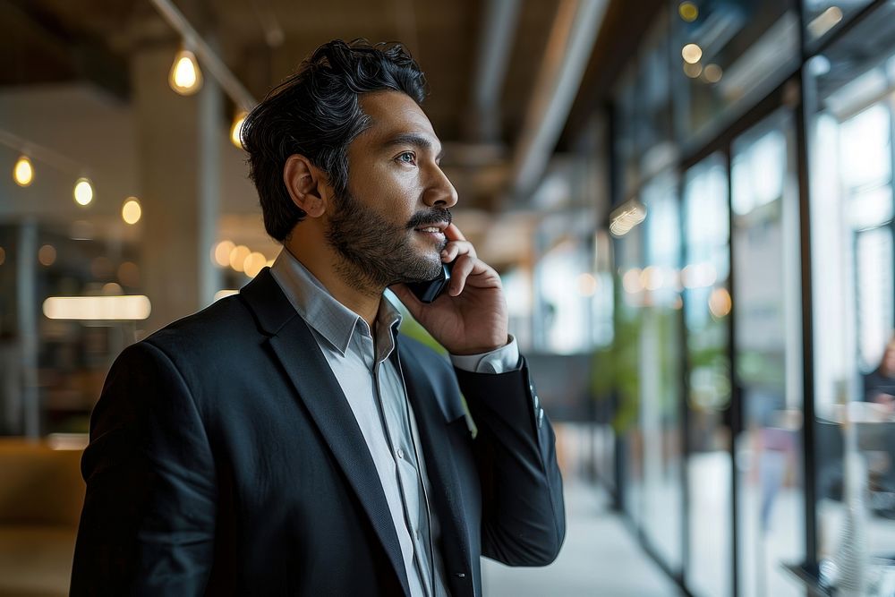 Mexican business man talking on phone office adult electronics. AI generated Image by rawpixel.