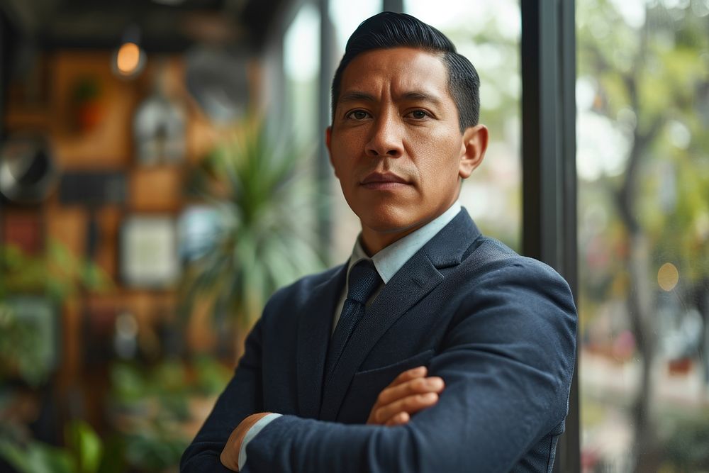 Mexican businessman arm crossed portrait adult photo. AI generated Image by rawpixel.