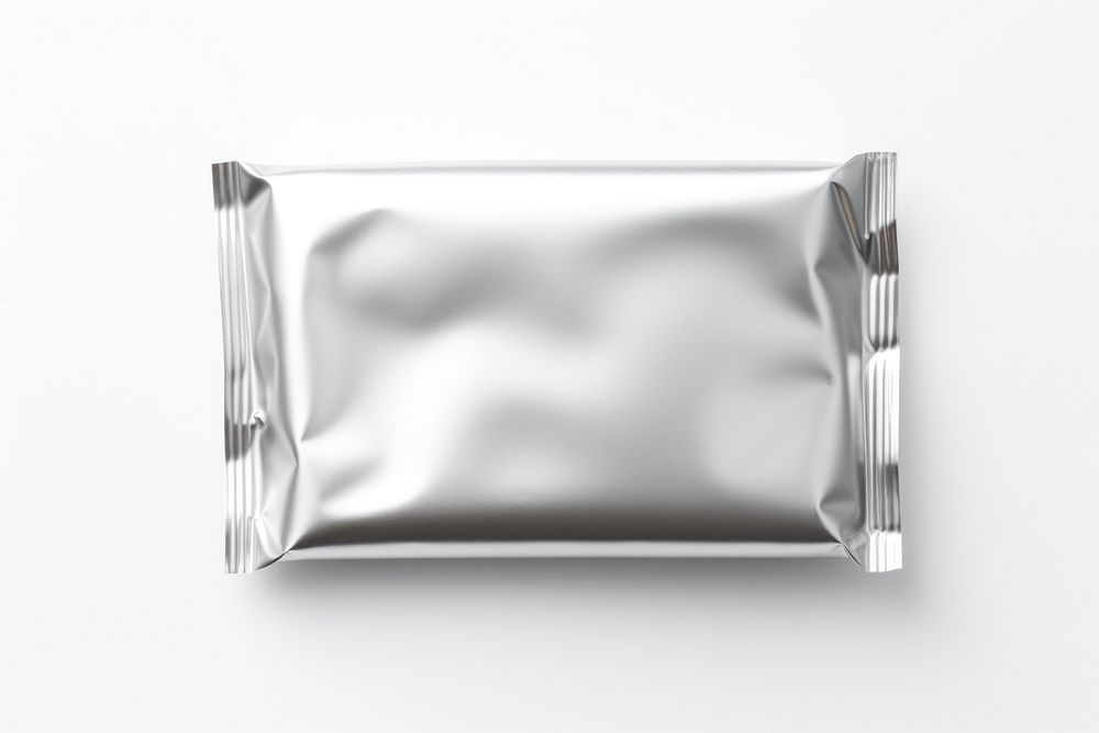 Blank foil package white background rectangle aluminium. AI generated Image by rawpixel.