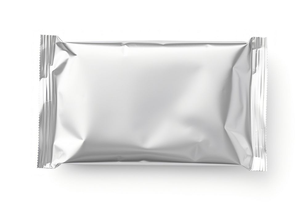 Blank foil package white background rectangle aluminium. AI generated Image by rawpixel.