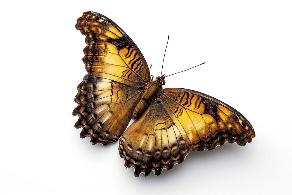 Brown butterfly animal insect white background. AI generated Image by rawpixel.