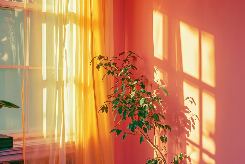 Colorful room window plant architecture.