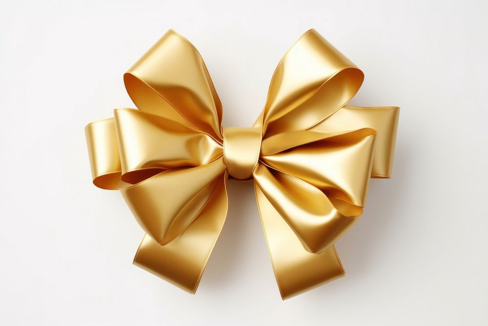 Gold gift bow rosette white background celebration accessories. AI generated Image by rawpixel.