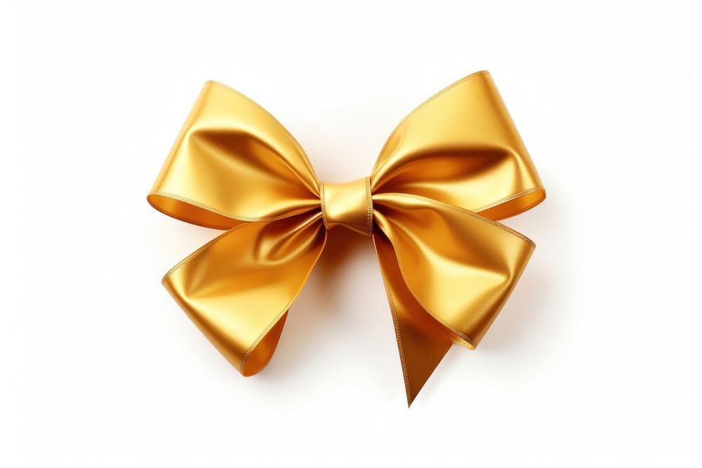 Gold gift bow white background celebration accessories. AI generated Image by rawpixel.