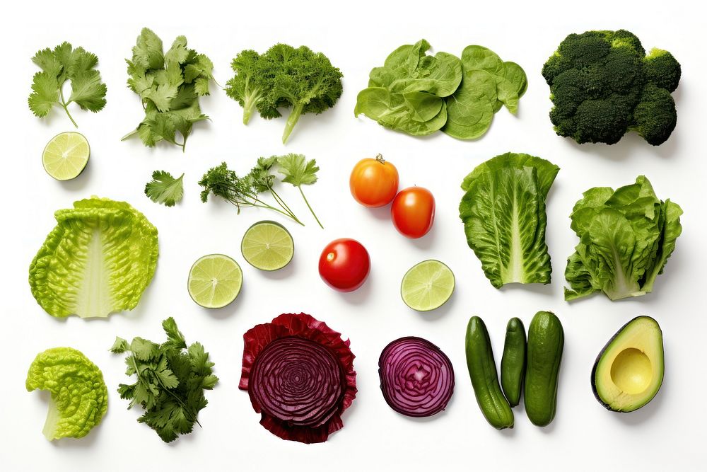 Salad ingredients vegetable lettuce fruit.