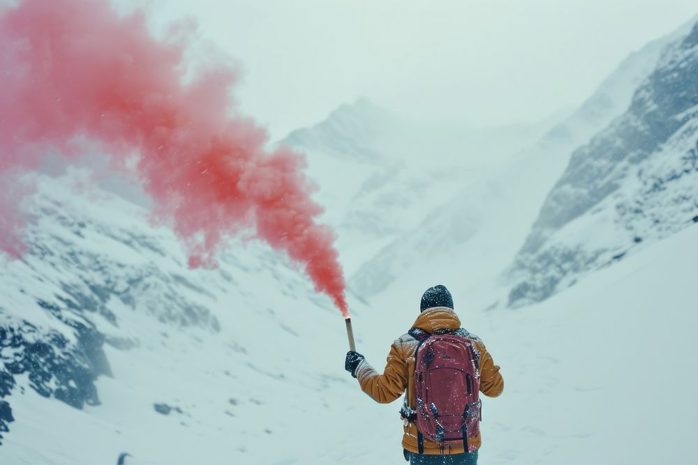 Hiker snow mountain outdoors.