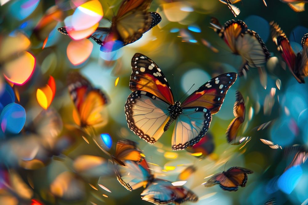 Kaleidoscope of butterflies butterfly outdoors animal. AI generated Image by rawpixel.
