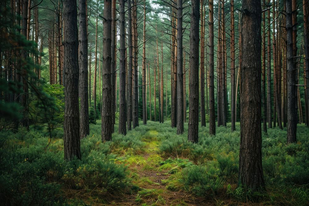 Pine forest nature woodland outdoors.