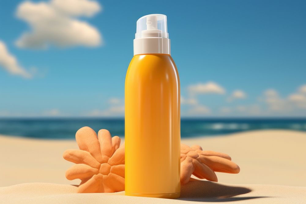 Sun screen bottle refreshment container cosmetics. AI generated Image by rawpixel.