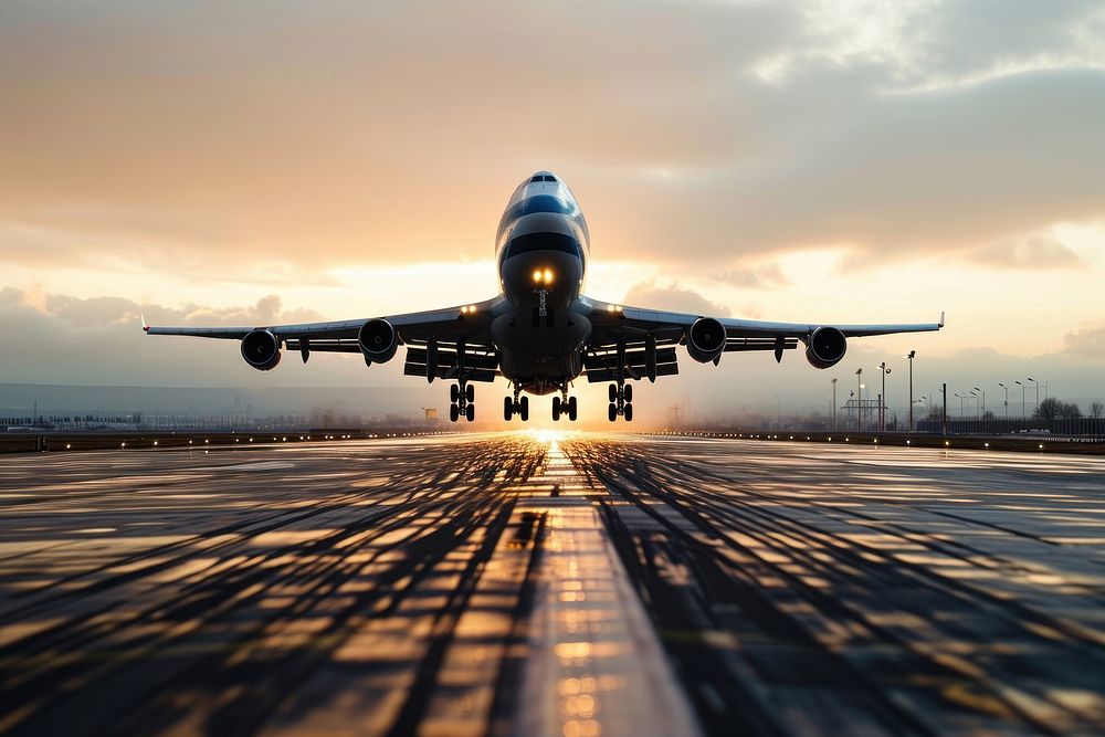 Airplane aircraft vehicle takeoff. AI generated Image by rawpixel.