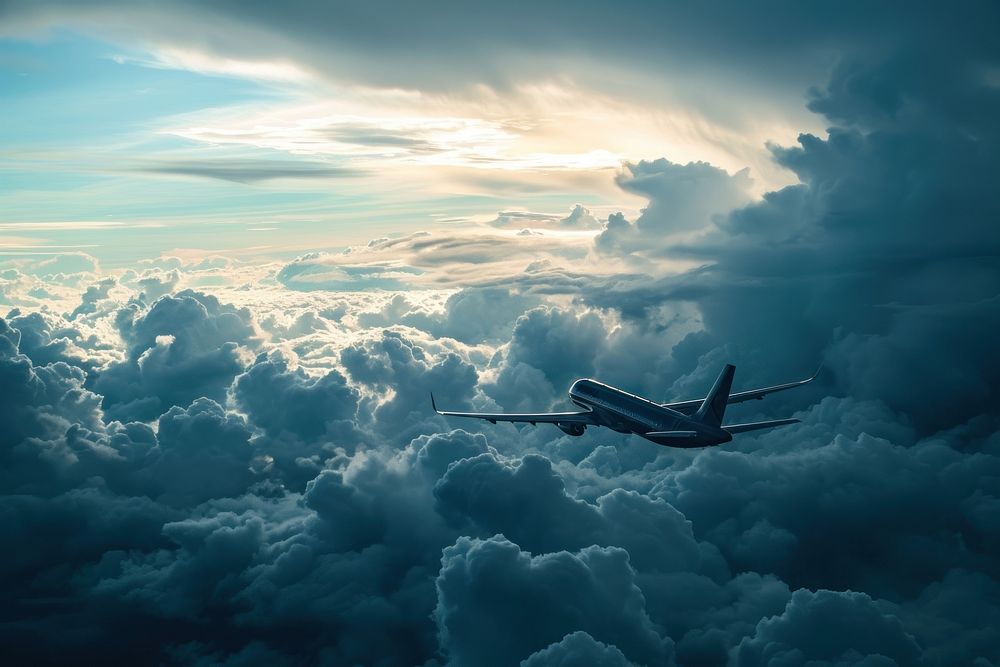 Airplane aircraft outdoors vehicle. AI generated Image by rawpixel.