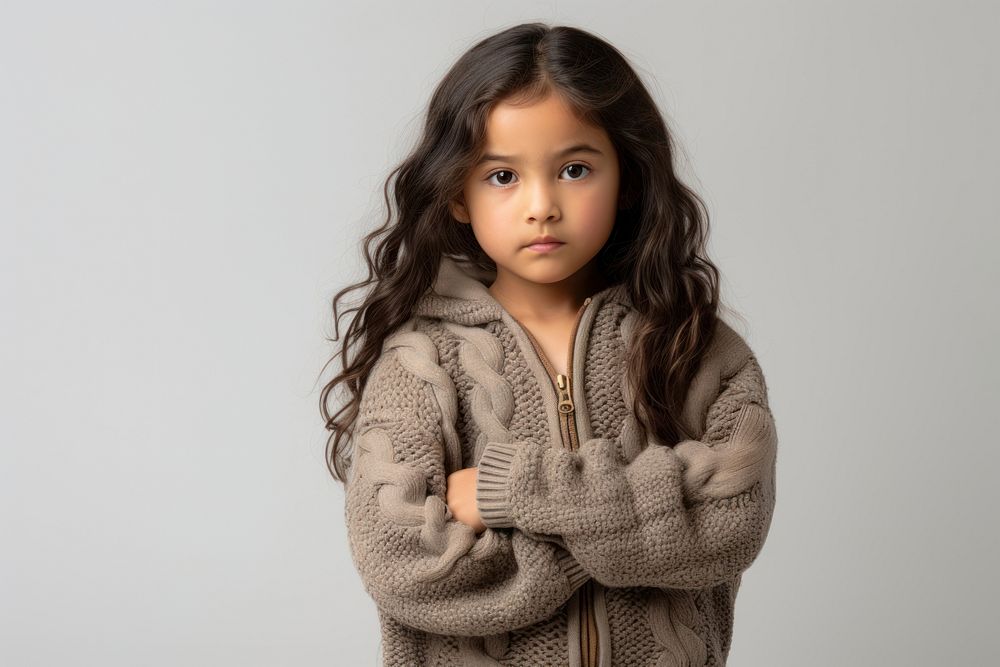 Asian little girl portrait sweater child.