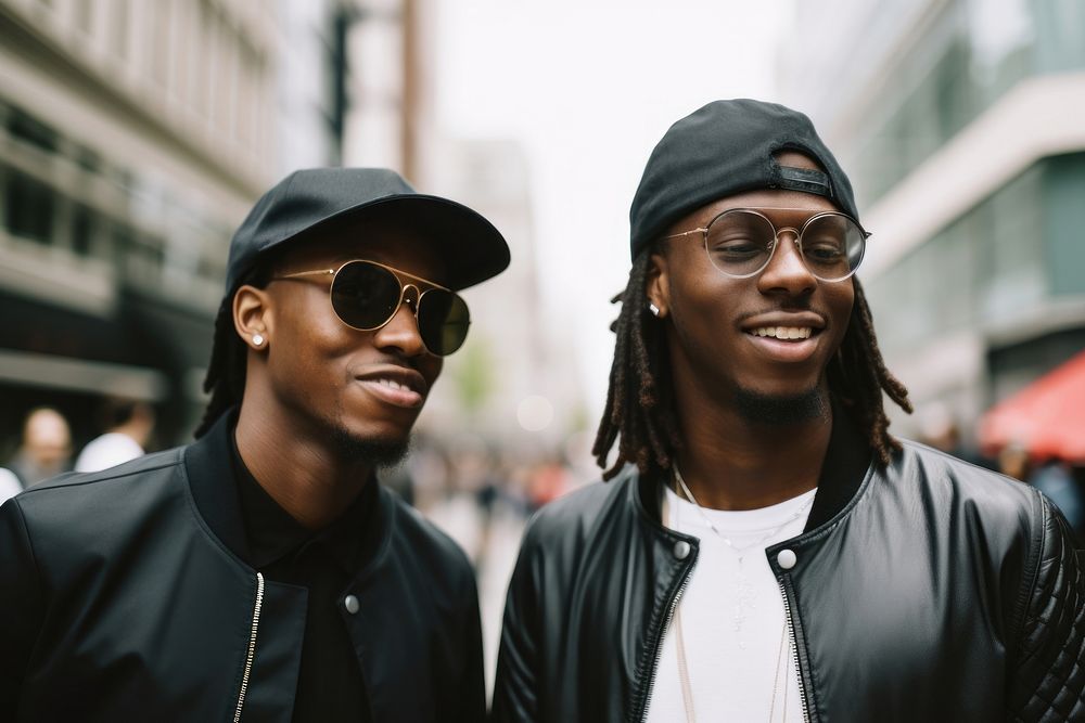 Black Men sunglasses portrait outdoors. AI generated Image by rawpixel.