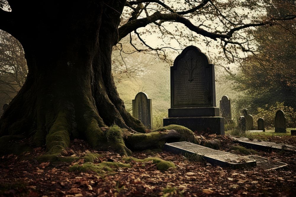 Blank gravestone tombstone outdoors cemetery. AI generated Image by rawpixel.