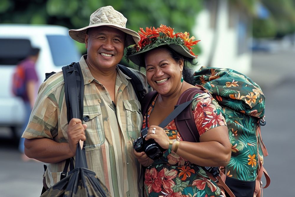 Couple from Tonga camera portrait smiling.