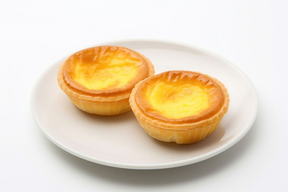 Hongkong egg tart plate dessert pastry.