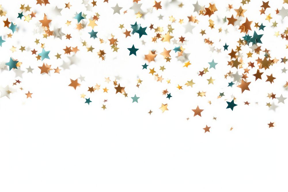 Pieces of star-shaped confetti backgrounds paper white background.