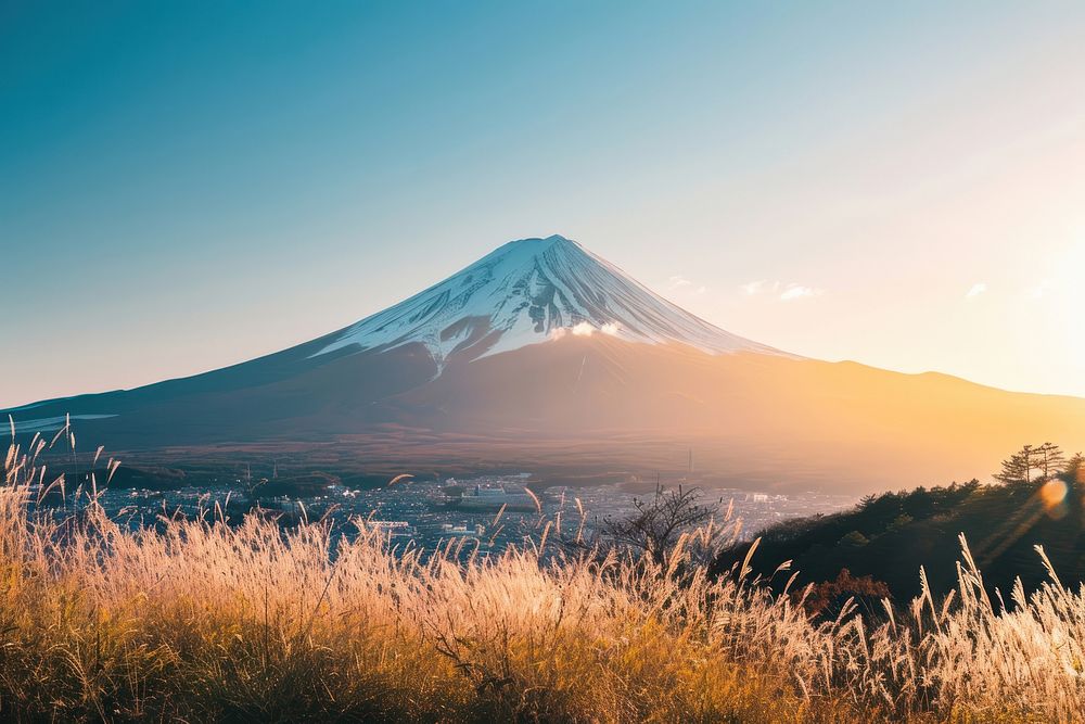 Fuji mountain background in tokyo nature landscape outdoors.