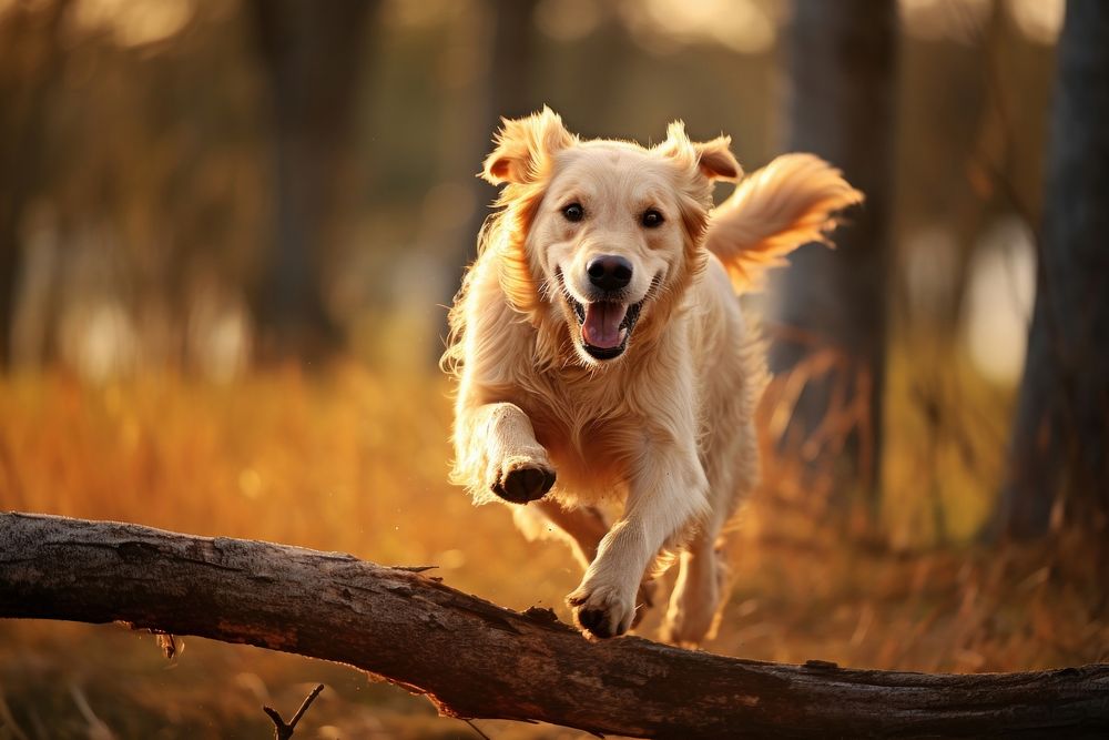 Golden retriever running mammal animal. AI generated Image by rawpixel.