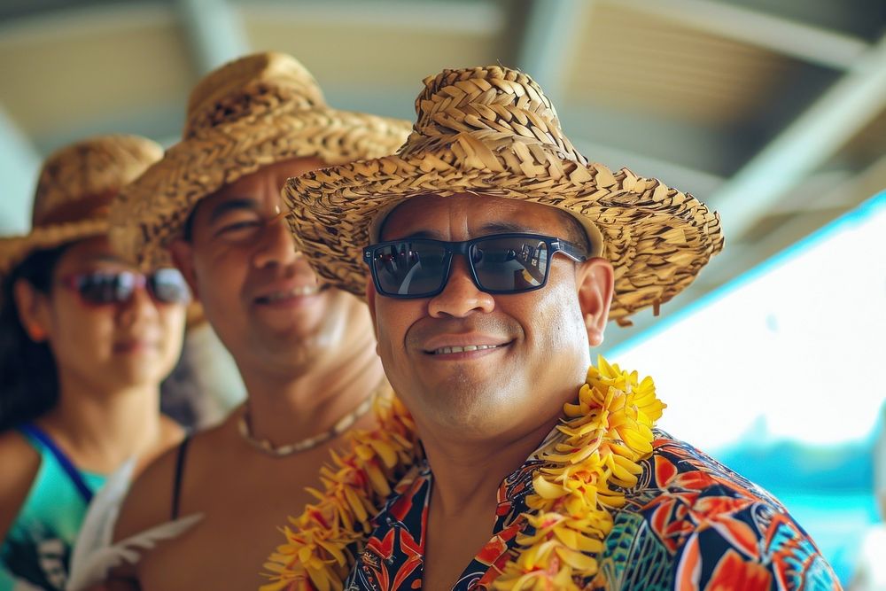 Happy Samoan family sunglasses portrait adult.