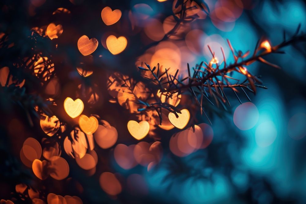  Heart bokeh backgrounds christmas illuminated. AI generated Image by rawpixel.