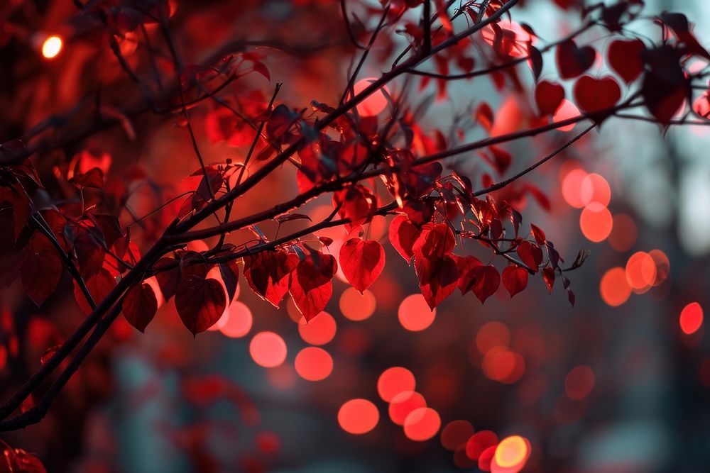  Heart bokeh backgrounds plant leaf. 