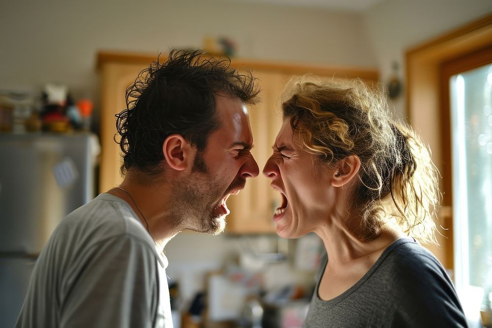 Husband and wife having arguments adult human affectionate. AI generated Image by rawpixel.