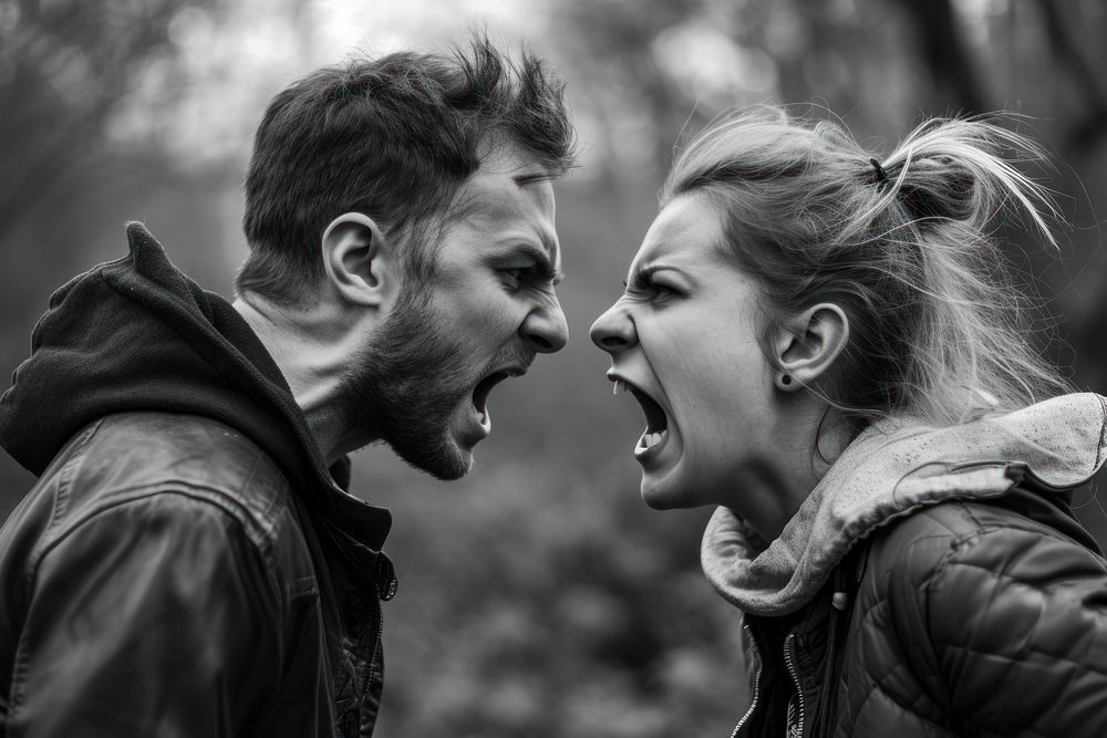 Husband and wife having arguments shouting adult human. AI generated Image by rawpixel.