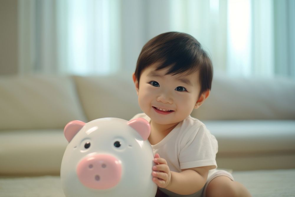 Japanese little toddler boy baby skin pig.