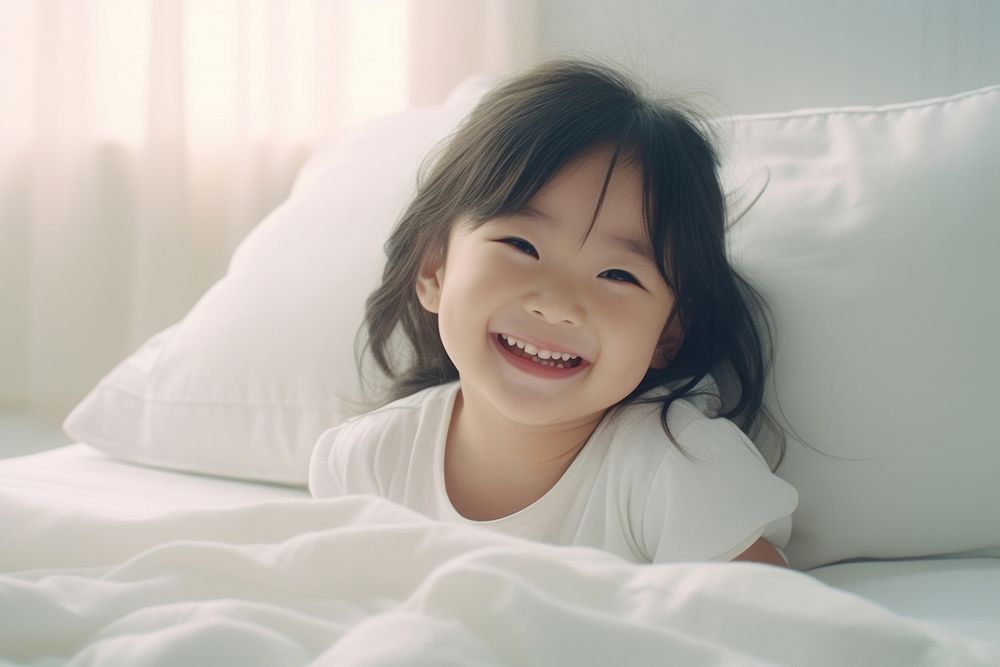 Japanese little toddler girl smiling smile white.
