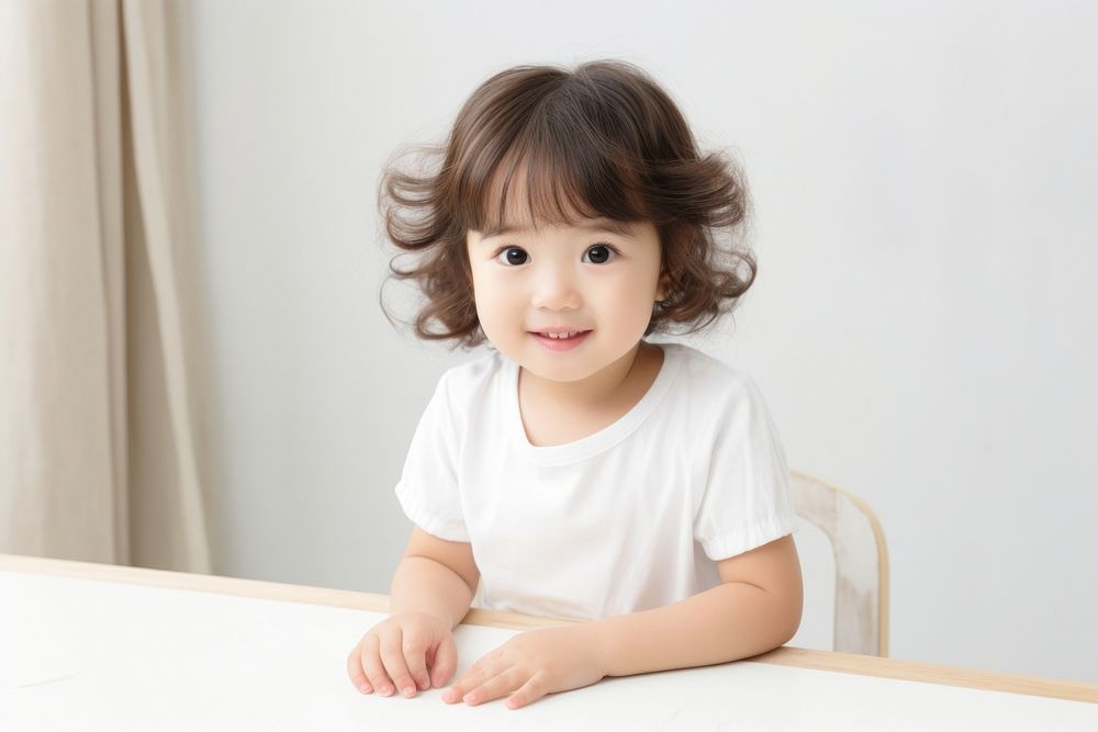 Japanese little todler girl portrait child photo.