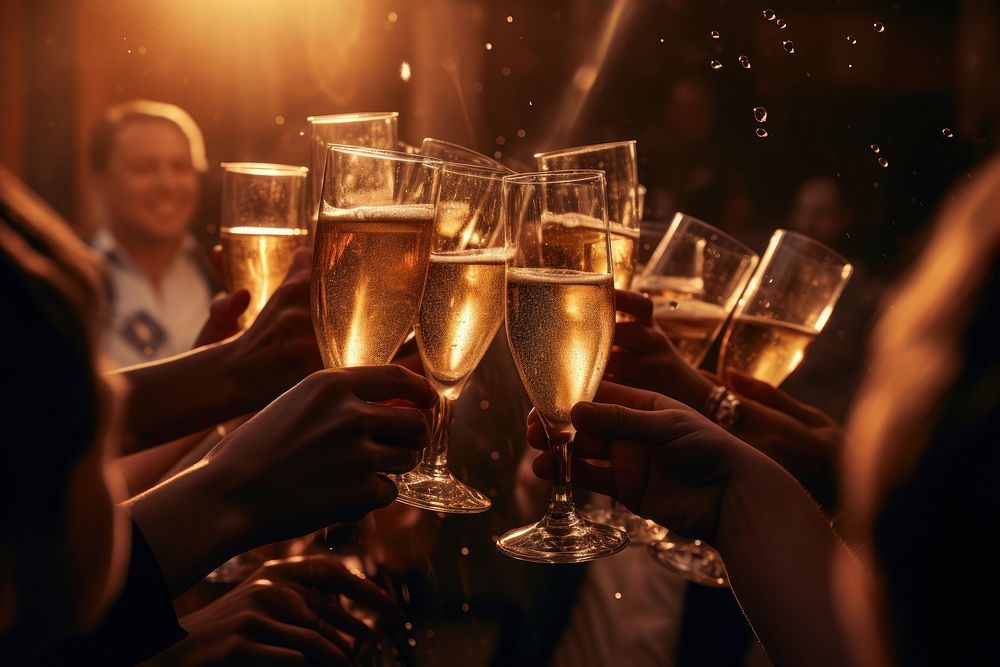 Open champagne party drink adult. AI generated Image by rawpixel.