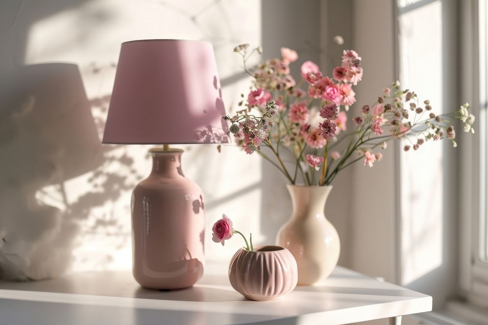Lamp window flower table. AI generated Image by rawpixel.