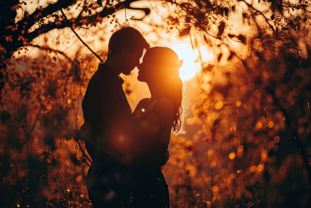  Couple backlighting silhouette romantic. AI generated Image by rawpixel.