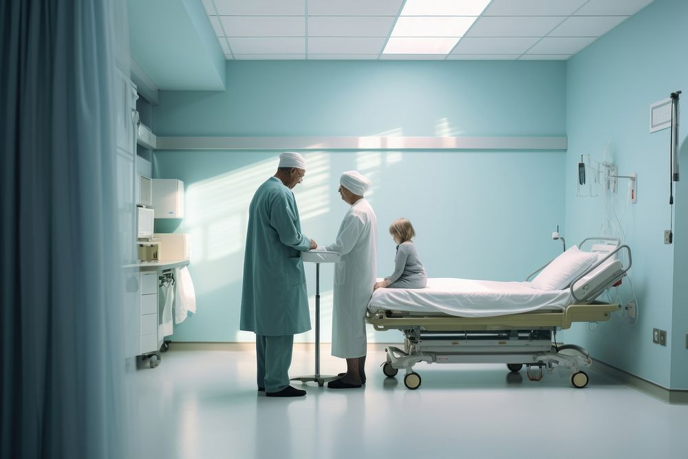 Hospital architecture stretcher surgery. AI generated Image by rawpixel.