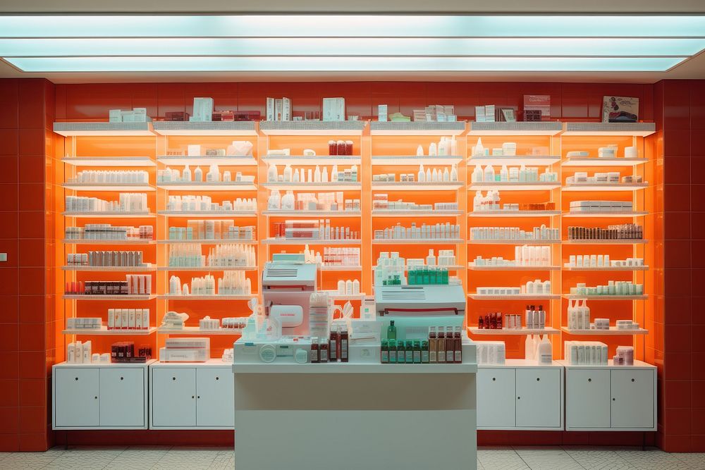 Pharmacy store architecture refrigerator. AI generated Image by rawpixel.