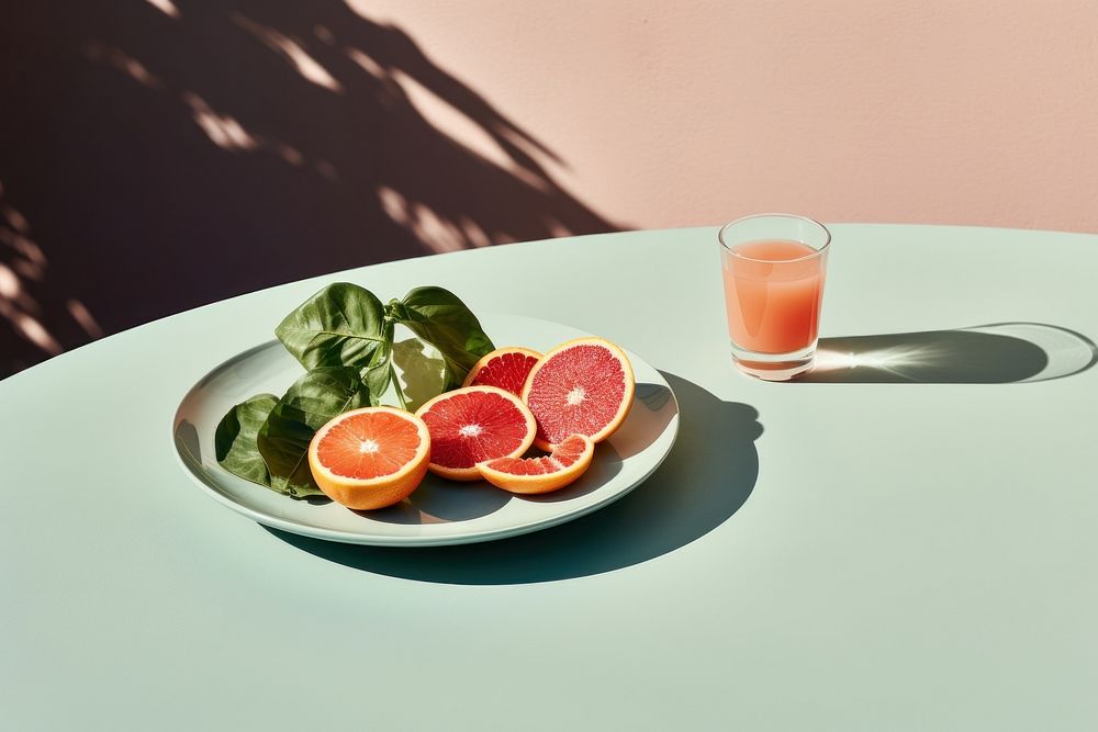 Food grapefruit table plate. AI generated Image by rawpixel.