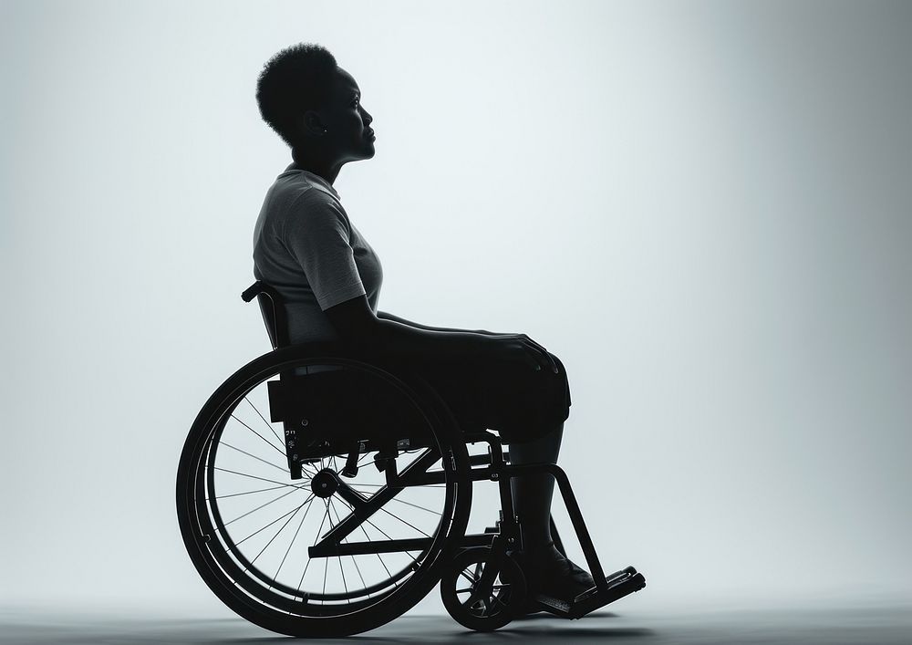Disabled person sitting transportation silhouette.