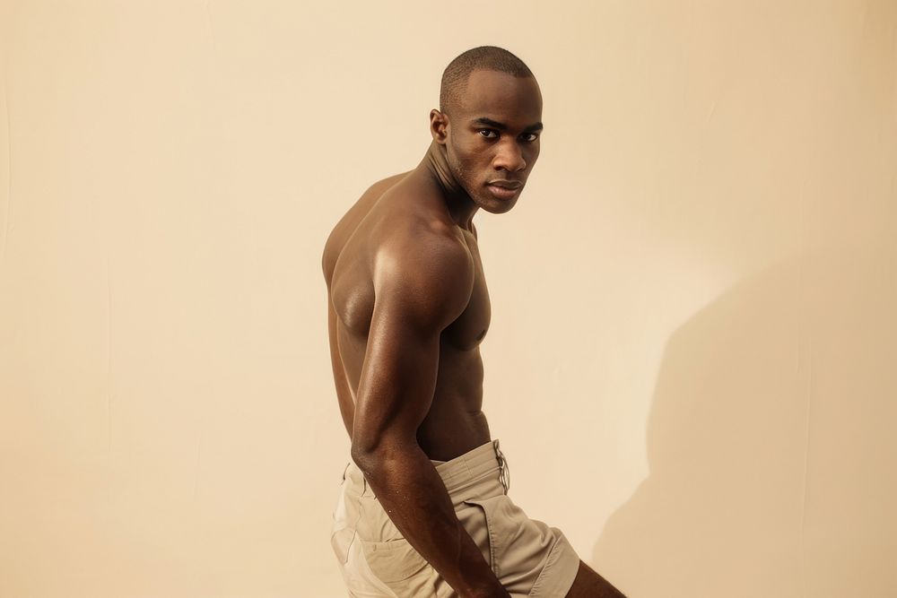 African american man portrait adult barechested.