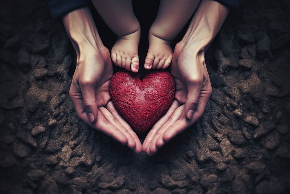 Heart shape hand togetherness barefoot. AI generated Image by rawpixel.