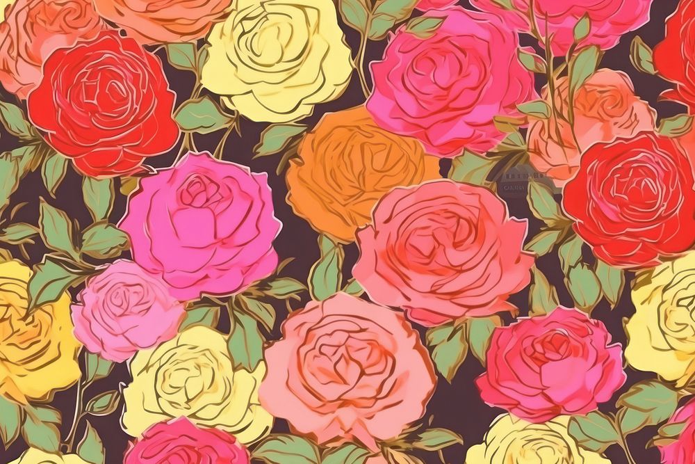  Roses wallpaper pattern flower. AI generated Image by rawpixel.