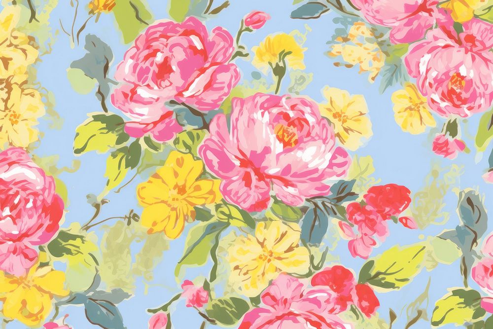  Roses wallpaper painting pattern. AI generated Image by rawpixel.