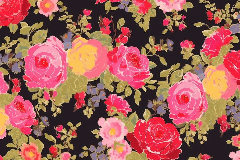  Roses wallpaper pattern flower. AI generated Image by rawpixel.